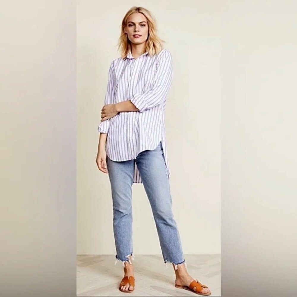 Frank & Eileen women S greyson stripe shirt high low Preppy Academia Career